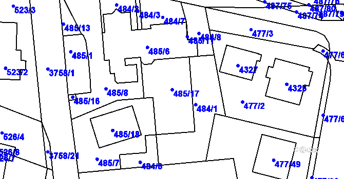 Parcela st. 485/17 v KÚ Žamberk, Katastrální mapa