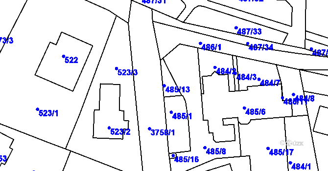 Parcela st. 485/13 v KÚ Žamberk, Katastrální mapa