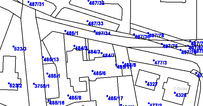 Parcela st. 484/7 v KÚ Žamberk, Katastrální mapa