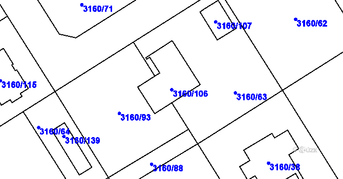 Parcela st. 3160/106 v KÚ Žamberk, Katastrální mapa