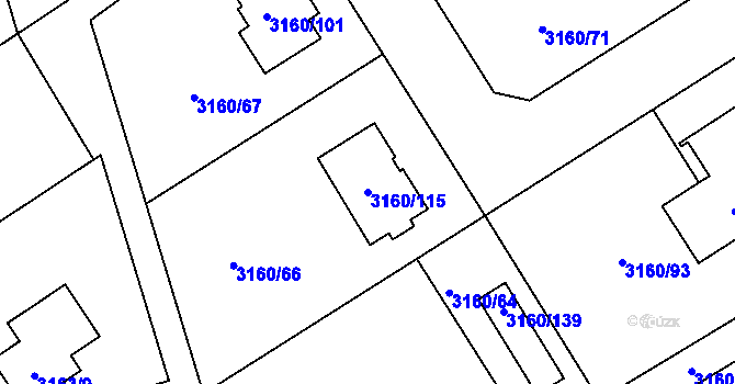 Parcela st. 3160/115 v KÚ Žamberk, Katastrální mapa