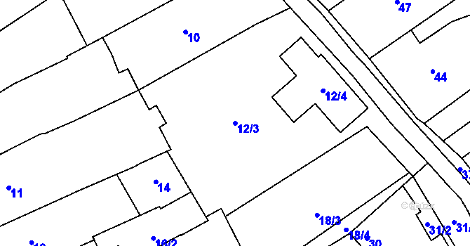 Parcela st. 12/3 v KÚ Žamberk, Katastrální mapa