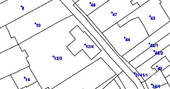 Parcela st. 12/4 v KÚ Žamberk, Katastrální mapa