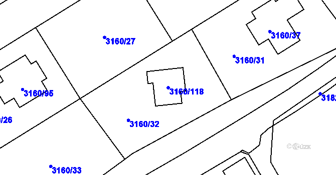 Parcela st. 3160/118 v KÚ Žamberk, Katastrální mapa