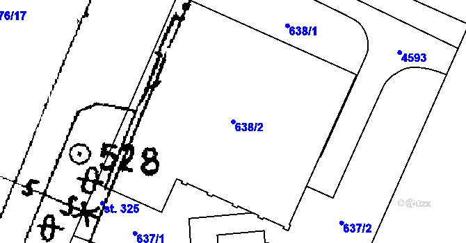 Parcela st. 638/2 v KÚ Žamberk, Katastrální mapa