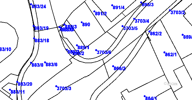 Parcela st. 3703/6 v KÚ Žamberk, Katastrální mapa