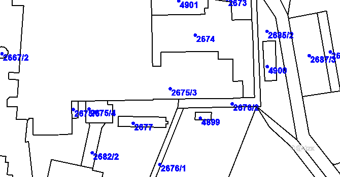 Parcela st. 2675/3 v KÚ Žamberk, Katastrální mapa