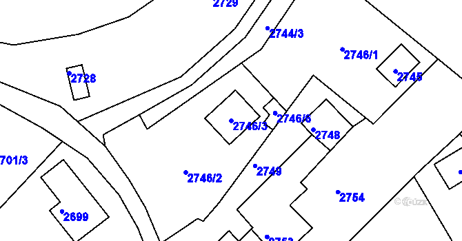 Parcela st. 2746/3 v KÚ Žamberk, Katastrální mapa