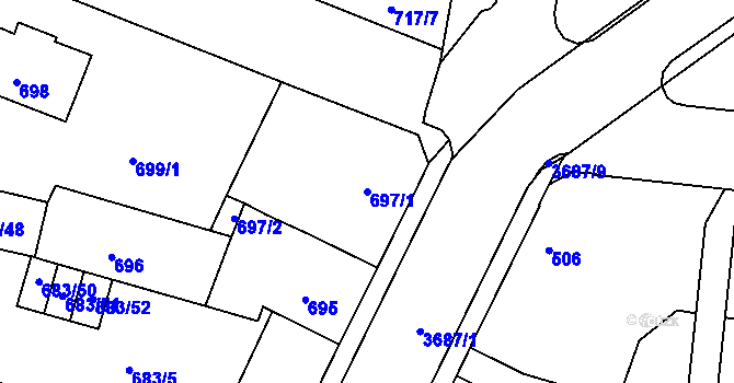 Parcela st. 697/1 v KÚ Žamberk, Katastrální mapa