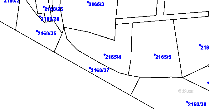 Parcela st. 2165/4 v KÚ Žamberk, Katastrální mapa