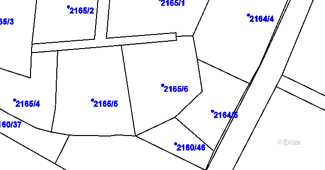 Parcela st. 2165/6 v KÚ Žamberk, Katastrální mapa