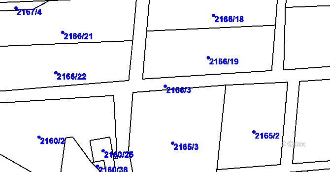 Parcela st. 2166/3 v KÚ Žamberk, Katastrální mapa