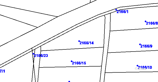 Parcela st. 2166/14 v KÚ Žamberk, Katastrální mapa