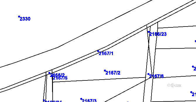 Parcela st. 2167/1 v KÚ Žamberk, Katastrální mapa