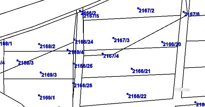 Parcela st. 2167/4 v KÚ Žamberk, Katastrální mapa