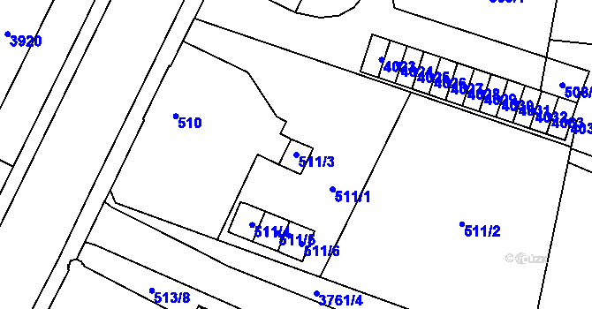 Parcela st. 511/3 v KÚ Žamberk, Katastrální mapa