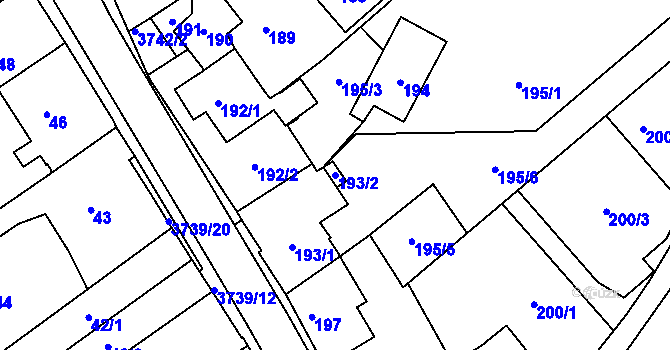 Parcela st. 193/2 v KÚ Žamberk, Katastrální mapa