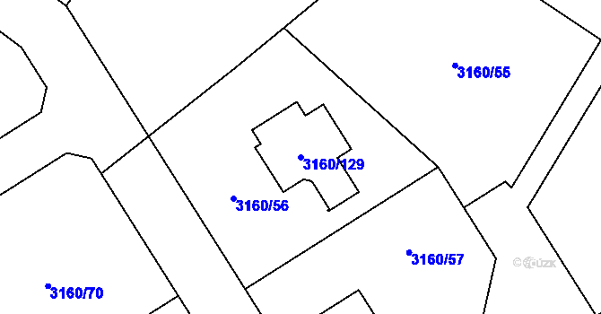 Parcela st. 3160/129 v KÚ Žamberk, Katastrální mapa