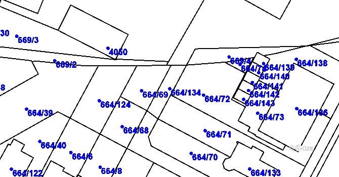Parcela st. 664/134 v KÚ Žamberk, Katastrální mapa