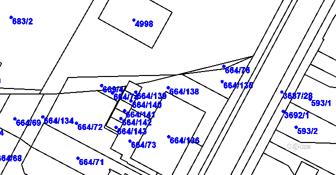 Parcela st. 664/138 v KÚ Žamberk, Katastrální mapa