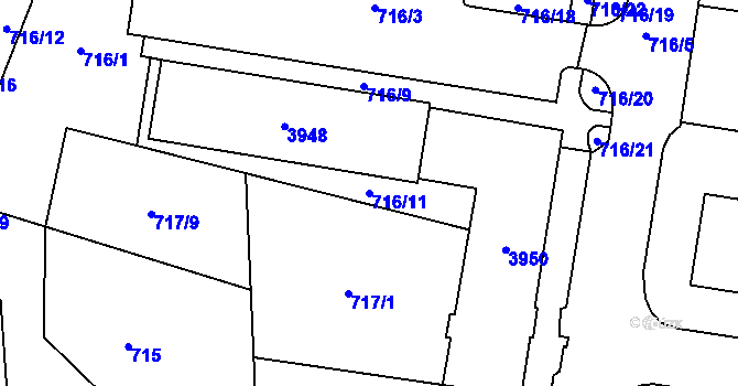 Parcela st. 716/11 v KÚ Žamberk, Katastrální mapa