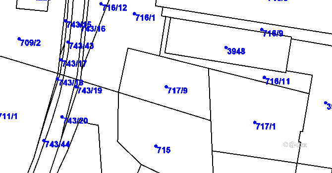 Parcela st. 717/9 v KÚ Žamberk, Katastrální mapa