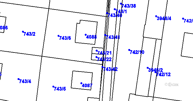 Parcela st. 743/21 v KÚ Žamberk, Katastrální mapa