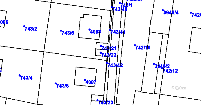 Parcela st. 743/22 v KÚ Žamberk, Katastrální mapa