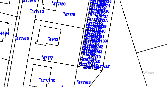 Parcela st. 477/121 v KÚ Žamberk, Katastrální mapa