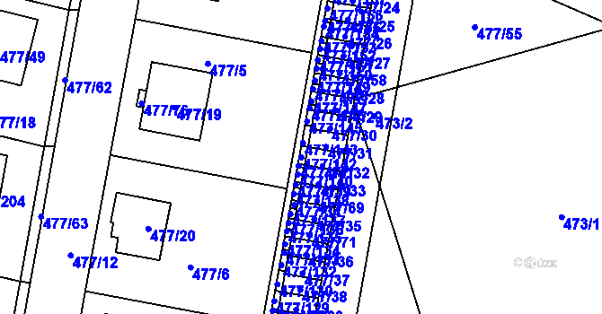 Parcela st. 477/142 v KÚ Žamberk, Katastrální mapa