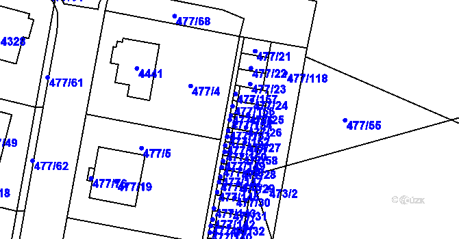 Parcela st. 477/154 v KÚ Žamberk, Katastrální mapa