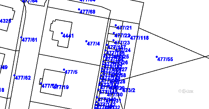 Parcela st. 477/155 v KÚ Žamberk, Katastrální mapa