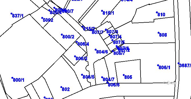 Parcela st. 804/6 v KÚ Žamberk, Katastrální mapa