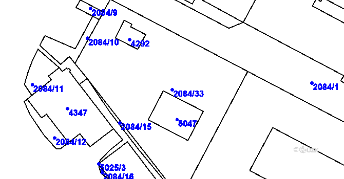 Parcela st. 2084/33 v KÚ Žamberk, Katastrální mapa