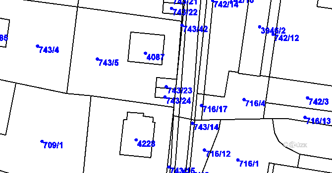 Parcela st. 743/23 v KÚ Žamberk, Katastrální mapa