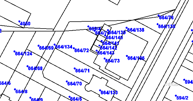 Parcela st. 664/143 v KÚ Žamberk, Katastrální mapa