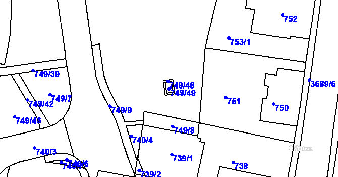 Parcela st. 749/49 v KÚ Žamberk, Katastrální mapa