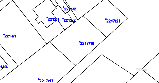 Parcela st. 2217/16 v KÚ Žamberk, Katastrální mapa