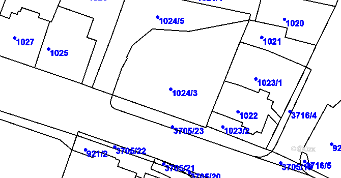 Parcela st. 1024/3 v KÚ Žamberk, Katastrální mapa