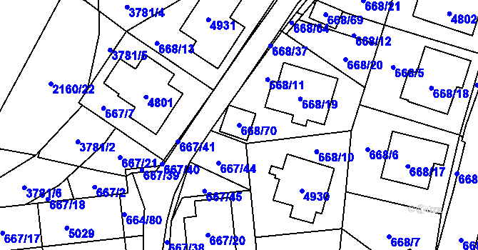 Parcela st. 668/70 v KÚ Žamberk, Katastrální mapa