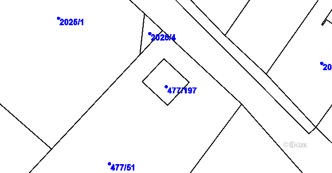 Parcela st. 477/197 v KÚ Žamberk, Katastrální mapa