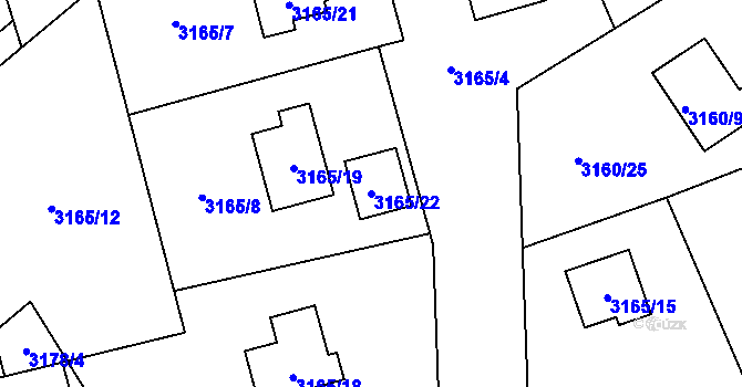 Parcela st. 3165/22 v KÚ Žamberk, Katastrální mapa