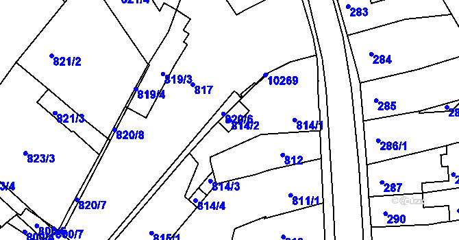 Parcela st. 814/2 v KÚ Žamberk, Katastrální mapa