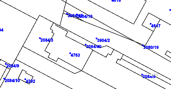 Parcela st. 2084/40 v KÚ Žamberk, Katastrální mapa