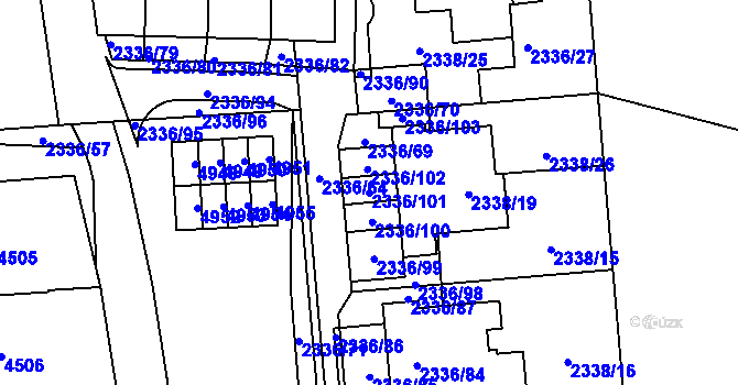 Parcela st. 2336/101 v KÚ Žamberk, Katastrální mapa