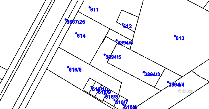 Parcela st. 3894/5 v KÚ Žamberk, Katastrální mapa
