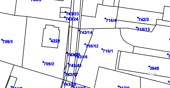 Parcela st. 716/12 v KÚ Žamberk, Katastrální mapa