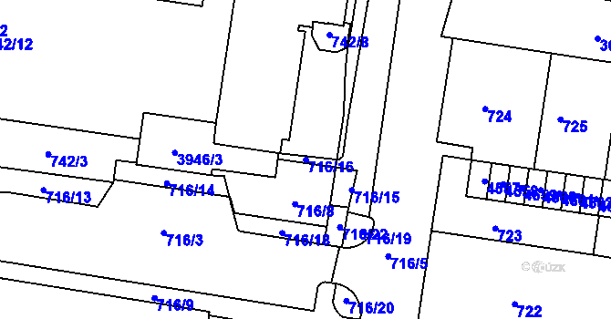 Parcela st. 716/16 v KÚ Žamberk, Katastrální mapa