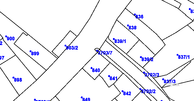Parcela st. 3703/7 v KÚ Žamberk, Katastrální mapa