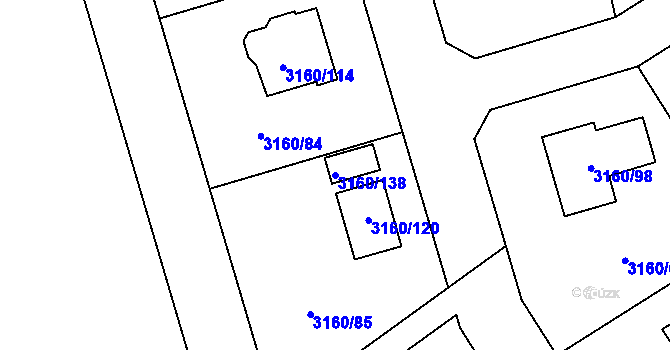 Parcela st. 3160/138 v KÚ Žamberk, Katastrální mapa